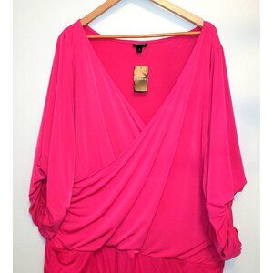 NWT Torrid Pink Knit Surplice 3/4 Sleeve Bodysuit  Snap Closure Plus 4X 26